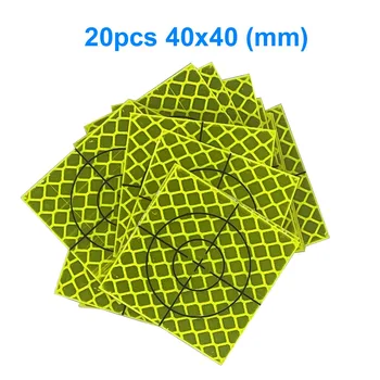 20шт Отражающий лист 40 x 40 мм (40x40) Светоотражающая лента-мишень для тахеометра Самоклеящаяся серебристая или желто-зеленая - Изображение 1  