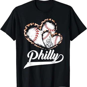 Винтажная футболка Philly Baseball Leopard Heart Fans SweaT 13005 - Изображение 1  