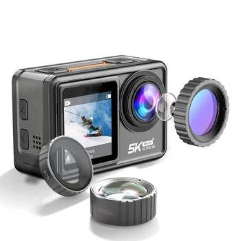 Экшн-камера 5K 60FPS EIS Видео с Дополнительным Фильтрующим Объективом 48MP Zoom 1080P Веб-камера Vlog WiFi Экшн-Камера с Дистанционным Управлением - Изображение 1  