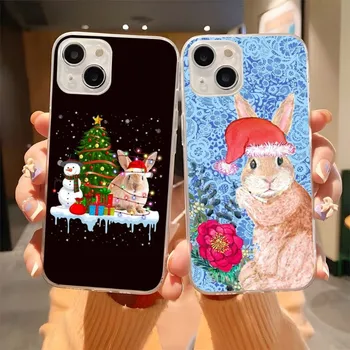 Рождественский Кролик Чехол Для Телефона Прозрачный Для Iphone 13Pro 11 12 14 Pro Max Mini 6 6s 7 8 Plus X XR XS SE2020 Чехол - Изображение 1  