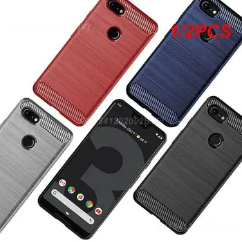 1 /2ШТ Для мобильного телефона Google Pixel3 защитный чехол с матовым рисунком из углеродного волокна, силиконовая защита от падения, мягкая оболочка - Изображение 1  