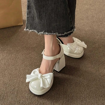 Женская обувь в продаже 2023 г., Высококачественная Женская обувь с закрытым носком на высоком каблуке и платформе, Лаконичные туфли на высоком каблуке с круглым носком, Zapatos - Изображение 1  
