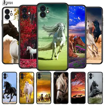 Бегущая Лошадь Животное для Apple iPhone 12 Pro Max Mini 11 Pro XS Max X XR 6S 6 7 8 Plus 5 5S SE2020 Черный Чехол Для Телефона - Изображение 1  