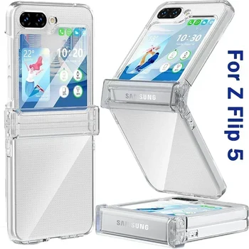 Для Samsung Galaxy Z Флип 5 Чехол для мобильного телефона с защитой на шарнирах, полное покрытие, жесткий ПК, ударопрочные тонкие прозрачные чехлы - Изображение 1  