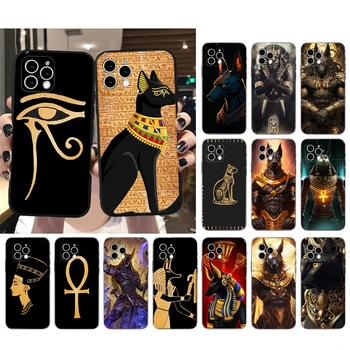 Чехол Для Телефона iPhone 15 14 Pro Max 13 12 11 Pro Max XSMax XR 12 13 mini 14 Plus Egypt Nefertiti Anubis Ankh Pharaon Shell - Изображение 1  