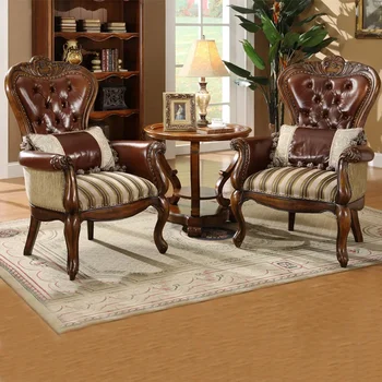 Кресло tiger из массива дерева и натуральной кожи в американском стиле - Изображение 1  