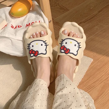 Мягкие и милые тапочки Sanrio Hello Kitty, модные интернет-знаменитости, Сандалии для отдыха с мягкой подошвой, домашние летние сандалии, женские перчатки - Изображение 1  
