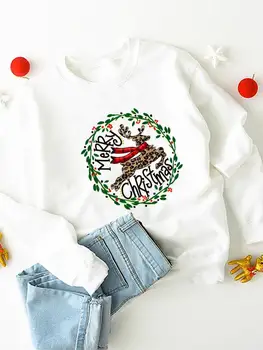 Женская трендовая одежда в леопардовую клетку, Рождественская праздничная Новогодняя одежда, модные Женские пуловеры с графическим принтом, толстовки с принтом - Изображение 1  