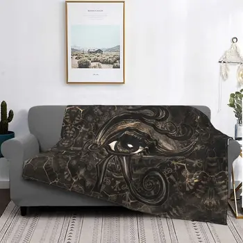 Покрывало из флиса для дивана, Египетский Глаз Гора, теплые Фланелевые одеяла с цифровым рисунком Wadjet для кровати, домашнее стеганое одеяло для дивана - Изображение 1  