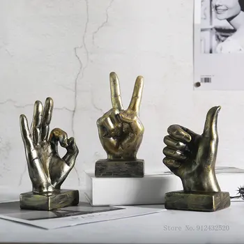 Скандинавская фигурка руки, скульптура пальца, современный орнамент, Аксессуары для украшения дома, Статуэтка жеста из смолы для рабочего стола - Изображение 1  