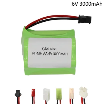 аккумуляторная батарея 6v 3000mAh NiMH для радиоуправляемых игрушек, автомобилей, танков, роботов, пистолета, батарея 6v SM/ JST/ EL-2P/Tamiya Plug - Изображение 1  