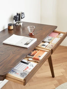 Стол из массива дерева 1 м дубовый компьютерный стол 0,8 м Офисный стол в скандинавском минималистичном стиле с защитой окружающей среды - Изображение 1  