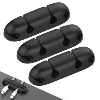 3шт Силиконовый Кабельный органайзер USB-устройство для намотки кабеля для передачи данных Настольные Шнурные Органайзеры Зажимы для шнура для мыши Держатель для намотки проводов наушников - Изображение 1  