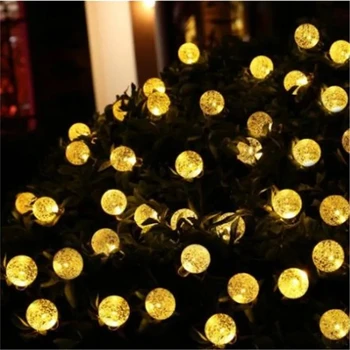 Хрустальный шар 5 М с 20 светодиодами, работающий на солнечных батареях, самый популярный глобус, сказочные огни для наружного украшения дома, сада, Рождества, улицы. - Изображение 1  