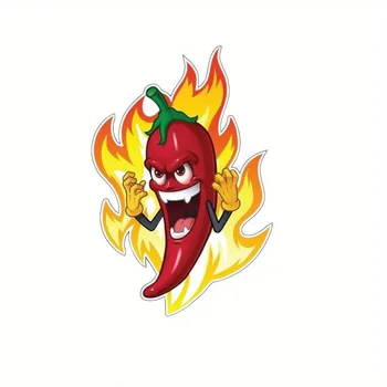 Автомобильные Аксессуары Виниловая наклейка для автомобиля Fiery Fury Angry Hot Red Chili Pepper On Fire Виниловая Наклейка / виниловая Наклейка с печатью, Маскирующая метку - Изображение 1  