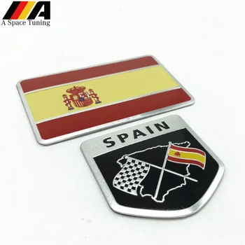 Алюминиевый флаг Испании Щит национального флага, эмблема, значок, наклейка на мотоцикл, наклейка для Seat Leon Ibiza, Ford Focus Fiesta, Citroen VW - Изображение 1  