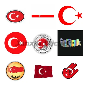 Художественная наклейка с рисунком на автомобиль Национальная эмблема Турции Луна и Звезда Турецкий флаг Виниловая водонепроницаемая наклейка на бампер, окно - Изображение 1  