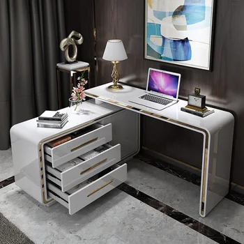 Современный домашний компьютерный стол, настольный стол, белая краска, роскошный стол в салоне красоты - Изображение 1  