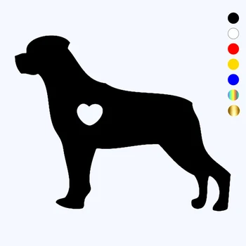 CK3272 # I Love My Rotweiler Dog Забавная наклейка на автомобиль, Виниловая наклейка, водонепроницаемые наклейки для авто, серебристый / черный для бампера - Изображение 1  