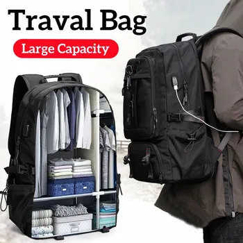USB кабель для мужчин дорожная сумка дома-интерната рюкзак Спорт на открытом воздухе камера рюкзак 50л 60л 80л сумка турист путешествия кемпинг мешок  - Изображение 1  