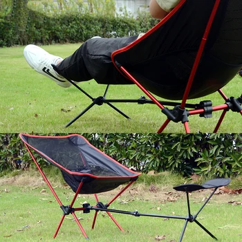 Портативный складной стул с выдвижной подставкой для ног, уличные сверхлегкие стулья, походный комплект Moon Chair для пеших прогулок, рыбалки, пикника - Изображение 1  
