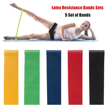 Тренировочный латексный эспандер для йоги, 5 комплектов эластичных лент для силовых тренировок, резинки для пилатеса, Тренажеры для фитнеса - Изображение 1  