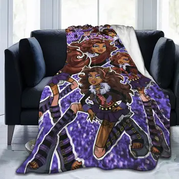 Аниме Одеяла Monster High Флисовые Всесезонные Clawdeen Wolf Многофункциональные легкие пледы для постельного белья в машине - Изображение 1  