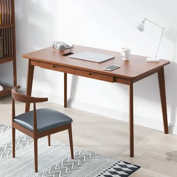 Настольный компьютерный стол из массива дерева в скандинавском стиле простой домашний рабочий стол в спальне письменный стол для студента небольшая офисная мебель escritorio - Изображение 1  