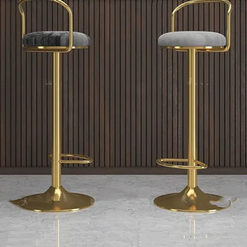 Кухонный Металлический барный стул Роскошного телескопического дизайна, круглые Современные барные стулья с регулируемой высотой, Высококачественная мебель для дома Cadeira - Изображение 1  