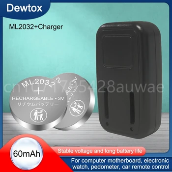 ML 2032 Литиевая Аккумуляторная батарея ML2032 3V Замените CR2032 DL2032 BR2032 зарядным устройством ML2032 Batteries Charger - Изображение 1  