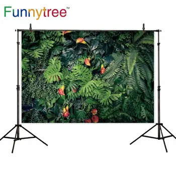 Funnytree Тропические пальмы зеленые листья деревьев Фотосессия для детской летней вечеринки Фотофон для фотосъемки Фон для фотостудии - Изображение 1  