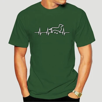 Новые брендовые топы, крутая футболка, футболки Dachshund Teckel Heartbeat Stylisches, Мужские хлопковые футболки, уличная одежда 7185X - Изображение 1  