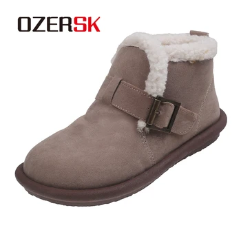 OZERSK Модные повседневные классические Теплые меховые зимние уличные нескользящие удобные плюшевые кроссовки на универсальной платформе для женщин - Изображение 1  