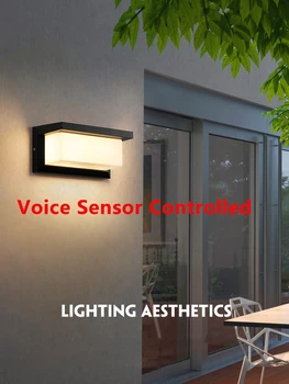 Водонепроницаемый светодиодный настенный светильник, датчик голоса, автоматически загорается настенный светильник, крыльцо, балкон, Садовые фонари, управляемые датчиком голоса - Изображение 1  