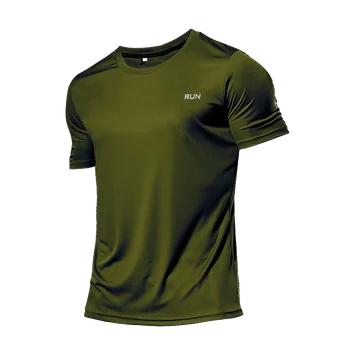 Многоцветная летняя спортивная рубашка с коротким рукавом, Высококачественная спортивная одежда для спортзала, мужская майка для фитнеса, футболка для тренера по бегу, спортивная одежда - Изображение 1  