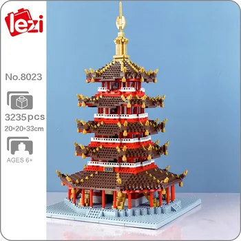 Lezi 8023 World Architecture Башня Лейфенг, Пагода на Западном озере, павильон, Мини-алмазные блоки, Кирпичи, Строительная игрушка для детей Без коробки - Изображение 1  
