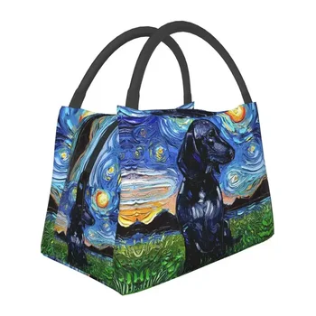 Изготовленные на заказ сумки для ланча Dacshund Starry Night Art, мужские и женские ланч-боксы с теплой изоляцией-охладителем для работы, пикника или путешествий - Изображение 1  