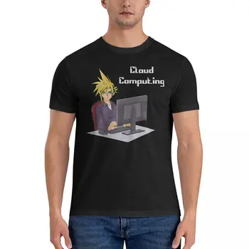 Винтажные футболки для облачных вычислений 7, мужские футболки из чистого хлопка с воротником-стойкой, футболка Final Fantasy с коротким рукавом, одежда - Изображение 1  