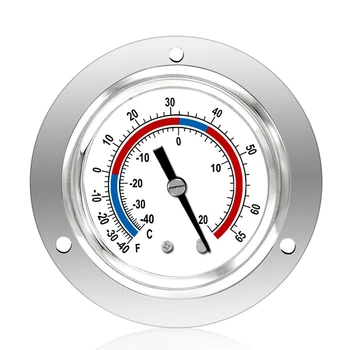 Термометр давления с капиллярной конструкцией, холодильный манометр, от -40 до 65℉ / от -40 до 20 ℃, 2-дюймовый циферблат, крепление на панели из нержавеющей стали - Изображение 1  