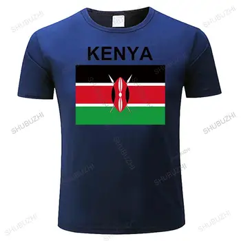 Республика Кения Кенийские мужчины футболка трикотажные изделия национальная команда футболка 100% хлопок футболка спортивная одежда футболки флаг страны КЕН - Изображение 1  
