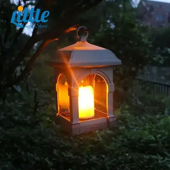 Светодиодный Солнечный фонарь, уличная Ретро-свеча, Мигающий свет, Украшение Дворцового сада, Фонарь, Аккумуляторная Ветровая лампа, Свеча - Изображение 1  