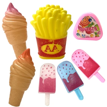 NK 7 шт./компл. Аксессуары для кукол Мороженое, фруктовое мороженое, картофельные чипсы, коробка конфет и сахара для кукольного домика Барби, Декор для еды, Игрушки своими руками - Изображение 1  