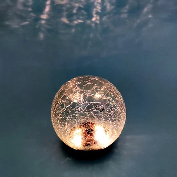Солнечные шаровые фонари Наружный водонепроницаемый светодиодный шар из треснувшего стекла, наземные фонари солнечной энергии для газона во дворе, Рождественский пейзажный декор - Изображение 1  
