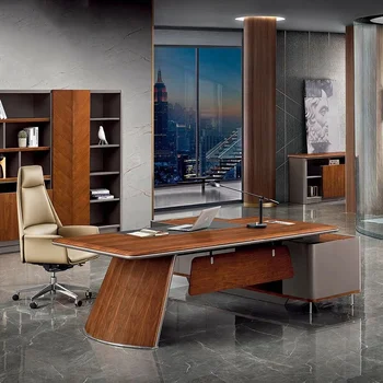 Органайзер для углового стола в приемной, письменный стол для современного руководителя, Офисный стол для хранения косметики, Дизайнерская офисная мебель - Изображение 1  