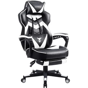 Эргономичное игровое компьютерное кресло Zeanus, Компьютерное кресло с откидной спинкой и подставкой для ног, Офисное геймерское кресло с массажем, большое и высокое - Изображение 1  