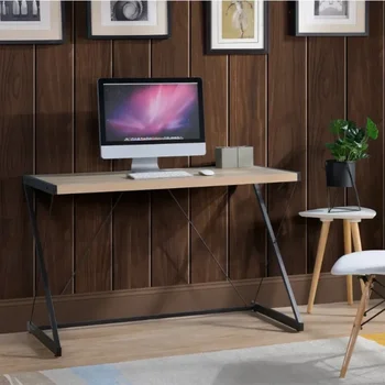 Современный компьютерный стол, письменные столы с металлическими ножками Z Design, подходящие для спальни, кабинета, офиса, светлый дуб - Изображение 1  