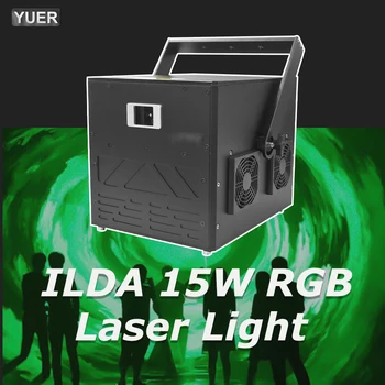 ILDA 15 Вт Полноцветная анимация RGB Сцена сканирования луча Лазерный проектор DJ Диско-бар Клубная вечеринка Свадьба Рождественское Эффектное Шоу - Изображение 2  