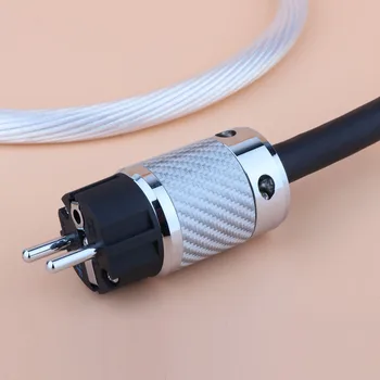 Кабель питания аудио Hifi с углеродным волокном, покрытым родием, штепсельная вилка питания ЕС и разъем-розетка IEC, кабель динамика - Изображение 2  