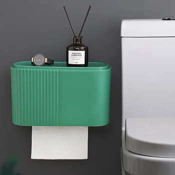 Настенный держатель для туалетной бумаги, коробка для салфеток для дома, Водонепроницаемые полки для хранения телефонов, держатель для унитаза, Кухонные принадлежности для ванной комнаты - Изображение 2  
