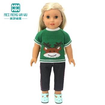 Кукольная одежда Модная футболка Брюки мультяшное платье подходит для американской куклы длиной 45 см, аксессуары для игрушек, подарок для девочек - Изображение 2  